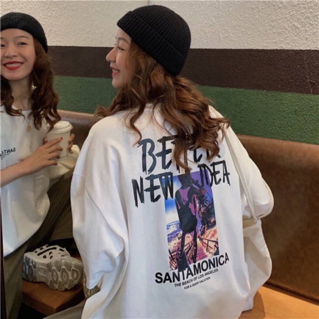 [ PINK ] Áo thun tay lỡ SANTAMONICA Unisex